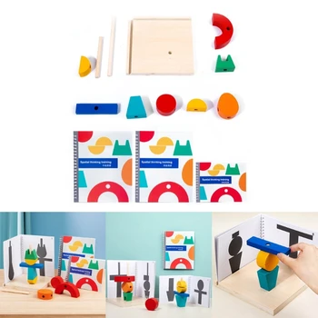 Дървен Детски пъзел штабелирующий блок във формата на конструктор Развивающий блок за ранно обучение Проекционная играчка за деца от 3 години