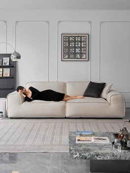 Текстилен диван, матова тъкан, пуховик в италиански стил, минималистичные парчета тофу, права редица, за трима или четирима души