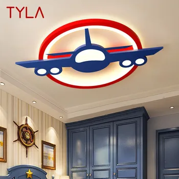 TYLA Детски тавана лампа във формата на самолет, led, 3 цвята, cartoony лампа за дома, детска спалня, детска градина