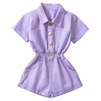 Летни дрехи за малките момичета, Корейски ежедневни модни обикновена памучни тела с къс ръкав, Плъзгачи за децата, Бутик за детски дрехи BC2186