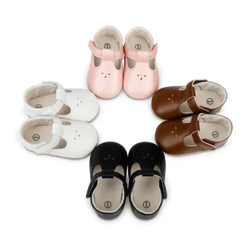 Ежедневни обувки за малките момичетата от 0 до 2 години, първокласни обувки на плоска подметка, от изкуствена кожа, детски Първите количка, бебешко кошче (безплатно), обувки за парти на открито на закрито
