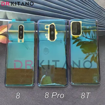 Задната част на кутията от прозрачно стъкло DRKITANO За Oneplus 8 Pro 8T, на Задния панел на отделението за батерията, калъф с подмяна на обектива на камерата + лепило