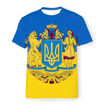 Тениска с изображение на хартата на Украйна, всекидневни топ с кръгло деколте, мъжки модерен топ унисекс голям размер, предлага се в различни цветни модели