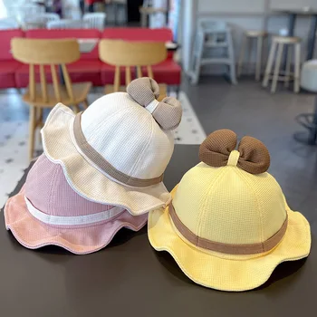 Детски шапки-ведерки за момичета и момчета, пролетно шапчица за новородено, Скъпа панама, шапка рибар, Улични шапки Принцеса за бебета на 6-24 месеца