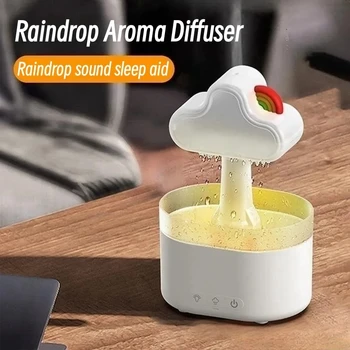 Креативен дъгата ароматерапевтични дифузор Raindrop, ултразвукова туманообразователь с 7-цветен лампа, Аромат за домашно стая, Овлажнител на въздуха