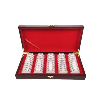 Кутия за защита на монети Дървени Кутии за демонстрация на монети Елегантен Калъф за съхранение с Голям Капацитет Икони За Пътуване С тенис Костюм