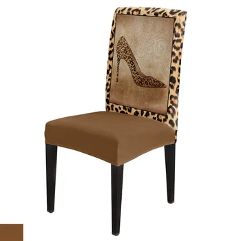 Седалките за масата за хранене столове с високи токчета с леопардовым принтом, еластичен калъф за седалка от ликра за сватби, кухня, банкет, парти