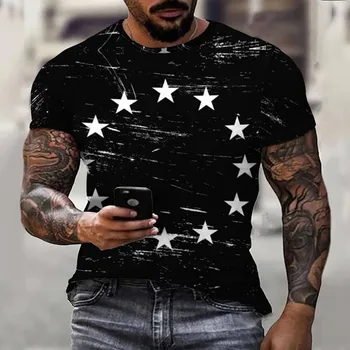 Ризи от ликра за мъже, Американската риза, Мъжка тениска с патриотичен флага, Патриотическая тениска с къс ръкав на Деня на Независимостта, мъжки t-shirt на едро
