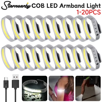 COB LED нарукавная превръзка, лампа Type-C, USB, Акумулаторна батерия, COB LED Спортен гривна на ръката и на крака, Водоустойчива лампа за нощно джогинг, Къмпинг