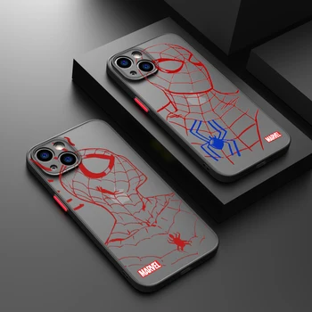 Хубава спайдърмен на Marvel за iPhone 14 13 Pro Max 12 Pro Max 11 Pro Max XR Xs 7 6 Plus, матиран прозрачен калъф за вашия телефон