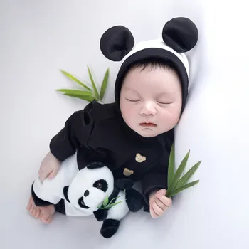 Дрехи за снимки на новородени деца, костюм за снимане на 100 дни, гащеризон за художествена фотография под формата на панда