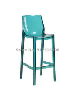 Акрилен прозрачен бар стол чист червен домакински стол модерен прост стол скандинавски пластмасов кристална бар стол