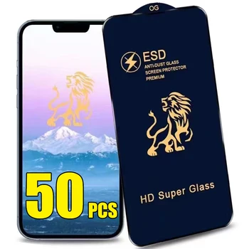 50шт ESD Закалено Стъкло С Пълно Покритие, Защита на Екрана От Прах, Защитно Фолио За iPhone 15 Pro Max 14 Plus 13 Mini 12 11 XR XS X 8 7 SE
