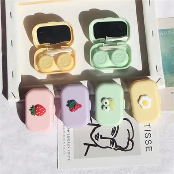 Проста Мила Мультяшная кутия за козметични контактни лещи в Корейски стил, Креативната кутия-компаньон за контактни лещи, Двойна кутия, Преносима кутия за грижа