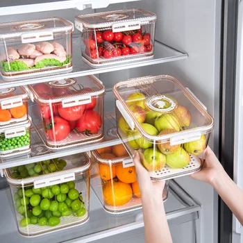 5 Размери на Допълнително Кутия за да се съхранят в Хладилника, Сливи за плодове и зеленчуци, Прозрачна, Пластмасова кутия, Запечатани кутия за съхранение