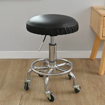 Водоустойчив кръг на калъф за стол от изкуствена кожа, еластичен калъф за стол, Универсална възглавница за седалката във фризьорски салон