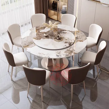 Кръгла Мраморна маса за Хранене, Кухнята е в скандинавски стил Луксозен, Модерен маса за Хранене, Спестяващ място, Дизайнерски Мебели за дома Mesas De Comedor