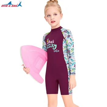 1 мм Неопреновый детски Неопрен за сърфиране, бански костюми за момичета, Костюм за гмуркане с дълъг ръкав, Быстросохнущий Неопрен за сърфиране, костюм за гмуркане