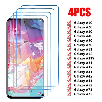 4 Бр. Предпазно стъкло за екран на Samsung Galaxy A51 A52 A31 A32 A72 A71 A12 Закалено Стъкло За Samsung A21S А21 A50 A70 A40 A30