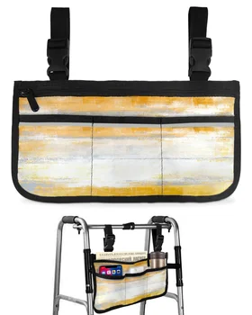 Абстрактно Изкуство, Жълта чанта за инвалидна количка С джобове, Светлоотразителни ленти, Подлакътници, Странични чанти, Електрически Скутери, Пешеходната рама, чанта за съхранение