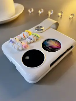 Оригинален дизайн, подходяща за своята практика за мобилен телефон Huawei P50 Pocket S baking paint, сгъваема закачалка за екрана, противоскользящий и лесен за използване.