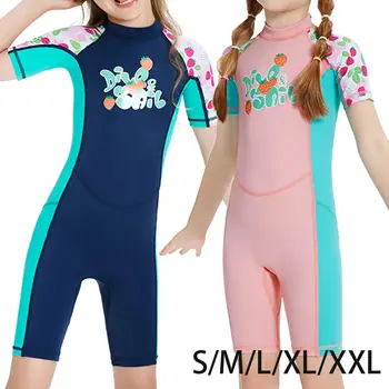 Детски костюми За момичета и момчета, слънцезащитен бански с цип отзад, детски неопрен