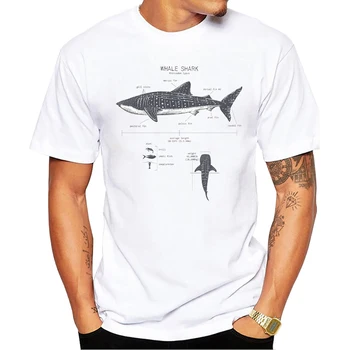 TEEHUB с кръгло деколте и къс ръкав, мъжки ежедневни дрехи за мъже с участието на акула-косатките, Реколта мъжка тениска с анатомичен принтом китова акула