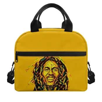 Дамски чанта за обяд с принтом рок-певеца Боб Марли, по-голямата голям изолиран чанта за обяд, пътна плат нежна, не избледняват, класически студентски чанти
