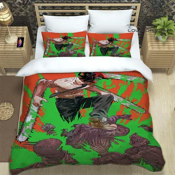 Комплекти за легла с принтом човек-трион, изискан комплект постелки, чаршаф, комплект спално бельо, луксозен подарък за рожден ден