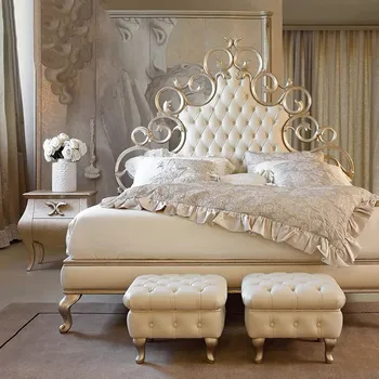 луксозно легло от масивна дървесина, луксозно единично двойно легло от масивна дървесина, резбовани куха легло принцеса, меко легло от френски плат