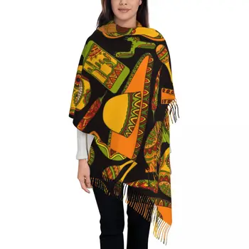 Персонализирани шал с принтом в ретро стил за мъже и жени, зимата топъл шал, шал