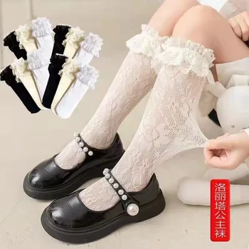 Супер чорапи за момичета, пролет-лято, завързана цилиндър, детски чорапи в модерен стил, дантелени чорапи принцеса в стил Лолита