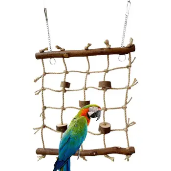 Мрежа за катерене по въже птичи цвят, Памучен веревочная мрежа За катерене по попугаю, Лесна за работа многофункционална играчка за изкачване на птица-попугаю