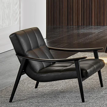 Черни луксозни и модерни столове в минималистичном стил, Дървен разтегателен, фотьойл с възможност за сгъване на облегалката, Италиански мебели за индивидуални апартаменти Sillon