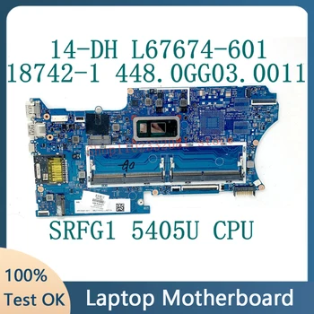 Дънната платка на лаптопа L67674-001 L67674-501 L67674-601 За HP X360 14-DH 448.0GG03.0011 18742-1 с процесор SRFG1 5405U 100% тествана е нормално