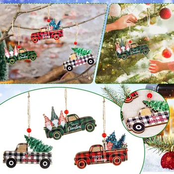 Дървени автомобилни украса за Коледната елха, Висящи Украси за Коледната елха 2024, Празнични украси, Стоки за дома