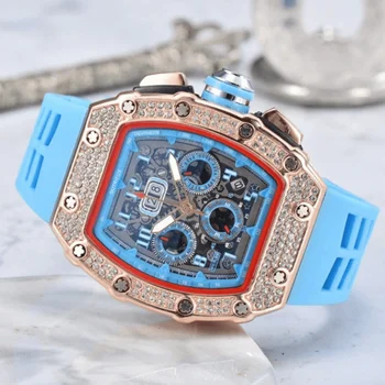 2023 Нови 6-контактни Пълнофункционален Мъжки часовник RM Diamond, Най-добрата Марка за Луксозни Мъжки Кварцов Автоматични Часовници, Мъжки Часовници