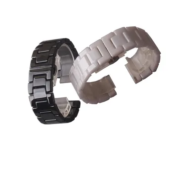 Дамски Ръчен часовник с Каишка за часовник Гривна със стоманена катарама 14 мм 18 мм Модерен диамантена керамичен каишка за часовник в Бяла каишка за полиране на твърди връзки