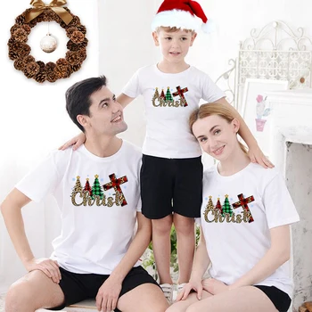 Годишна Коледна риза Еднакви комплекти за семейството Тениска с Коледна Елха Върховете на мама и Татко, Детско Боди, Жени, Мъже, Тениска за момчета и момичета