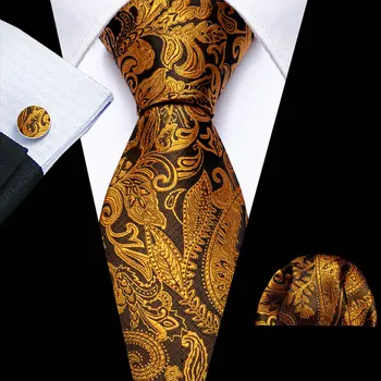 Дизайнерски златни Мъжки копринени вратовръзки с квадратни запонками под формата на джоба, висококачествен плат за мъжки костюм, вратовръзка за бизнес партита Бари.Уанг 6606