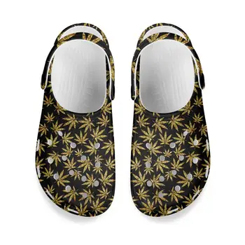 2022 Мъжки сандали, Ежедневни Летни обувки от Лека EVA с дупки, сабо с принтом кленов листа, Домашни Градински Улични Мъжки чехли на равна подметка