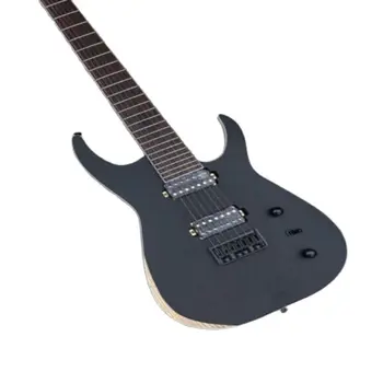 Семиструнная електрическа китара с фиксиран мост на 24 измъчва, матово-черна, може да бъде конфигуриран по индивидуална заявка