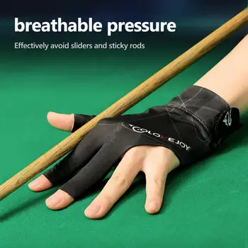 Билярд ръкавица, дишаща мрежа ръкавица, супер меки дишащи билярдни ръкавици за лявата ръка, нескользящая конструкция от 3 пръста за щеката