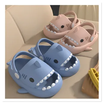 Детски чехли с акула за летни дрехи, сладки нескользящие сандали с анимационни герои за момчета със защита от сблъсък за деца и детски дупки Cave Sh