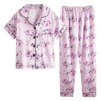 Детска Пижама, Летен костюм За малките Момчета и Момичета, Блузи с къс ръкав и Цветна принтом + Панталони, Комплект дрехи от 2 теми За деца на 4-8 години