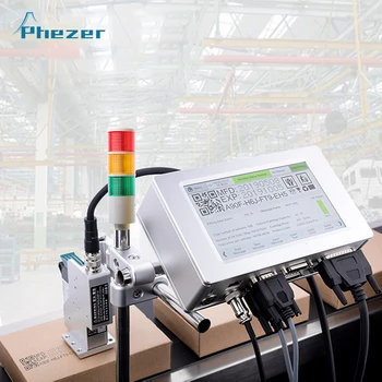 Принтери Phezer 25,4 мм, автоматична машина за кодиране за малкия бизнес, баркод номер на партидата, дата на изтичане на срока на годност, онлайн мастилено-струен принтер
