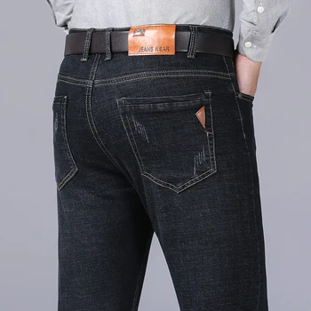 Нови Модни Стрейчевые мъжки дънки в европейския и американския стил, Мъжки дънкови панталони, Тънки директни Тъмно синьо Джентльменские размери 28-38