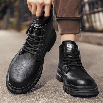 Мъжко есенно-зимни мъжки обувки, градинска удобни мъжки ежедневни обувки с висок берцем, Класически дизайн 2023