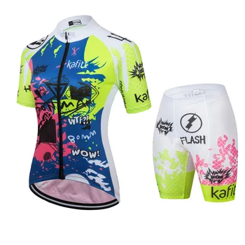 Велосипедна риза Kafitt с къс ръкав, Блузи, Дамски Велосипедна Облекло Флуоресцентни Цветове на Лятото 2021, Велосипедна облекло, Униформи Ms Jersey