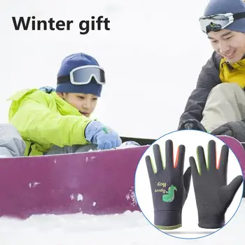 Зимни топли ръкавици, мультяшные ски ръкавици, непромокаеми бебешки велосипедни ръкавици с анимационни принтом, с руното подплата, за улици през зимата